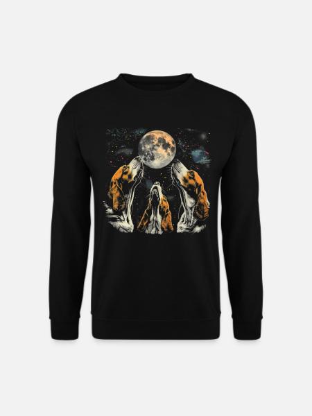 Basset Hound Dog Howling Moon - Unisex Sweatshirt - black