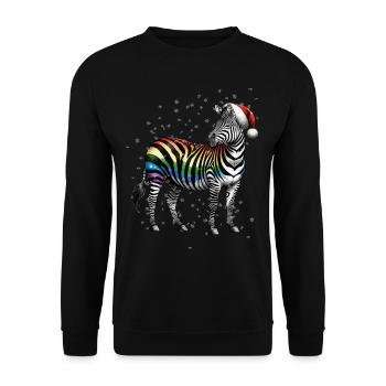 Rainbow Zebra with Santa Hat - Unisex Sweatshirt - black - Front - Alina (178cm) & Michal (187cm)