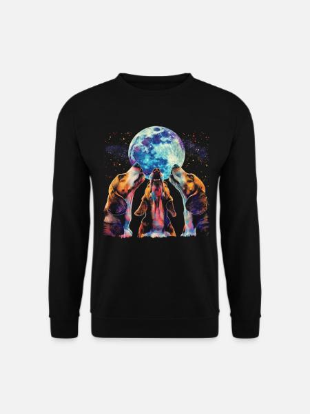 Beagle Dog Howling Moon - Unisex Sweatshirt - black
