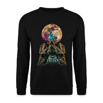 Bearded Dragon Lizard Howling Moon - Unisex Sweatshirt - black - Front - Alina (178cm) & Michal (187cm)