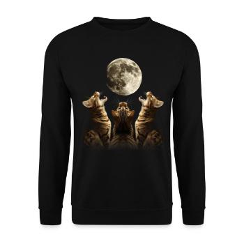 Bengalkatze Heulender Mond - Unisex Pullover - Schwarz - Vorne - Alina (178cm) & Michal (187cm)