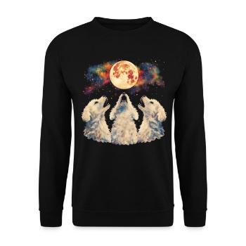 Bichon Frise Dog Howling Moon - Unisex Sweatshirt - black - Front - Alina (178cm) & Michal (187cm)