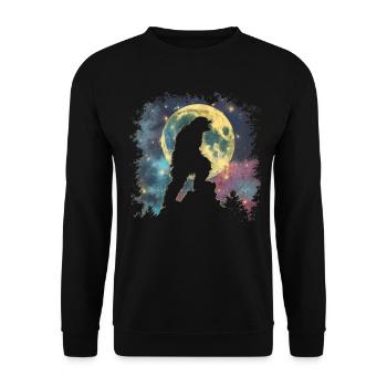 Bigfoot Sasquatch Yeti Howling Moon - Unisex Sweatshirt - black - Front - Alina (178cm) & Michal (187cm)