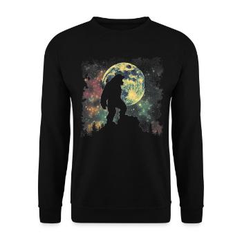 Bigfoot Sasquatch Yeti Howling Moon - Unisex Sweatshirt - black - Front - Alina (178cm) & Michal (187cm)