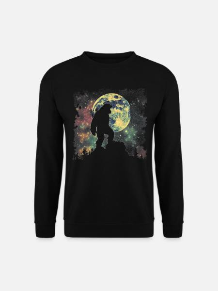 Bigfoot Sasquatch Yeti Howling Moon - Unisex Sweatshirt - black