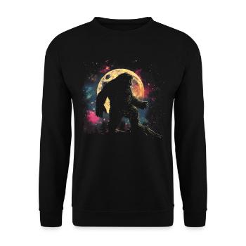 Bigfoot Sasquatch Yeti Howling Moon - Unisex Sweatshirt - black - Front - Alina (178cm) & Michal (187cm)