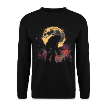Bigfoot Sasquatch Yeti Heulender Mond - Unisex Pullover - Schwarz - Vorne - Alina (178cm) & Michal (187cm)