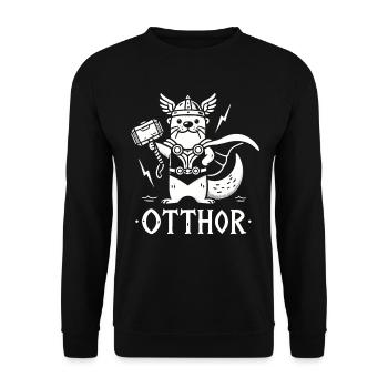 Otthor Otter Lustig Wikinger Wortspiel Wikinger Otter Odin - Unisex Pullover - Schwarz - Vorne - Alina (178cm) & Michal (187cm)