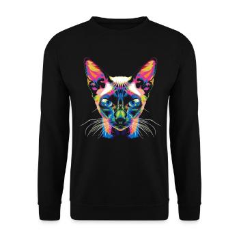 Siamese Cat Popart - Unisex Sweatshirt - black - Front - Alina (178cm) & Michal (187cm)