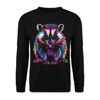 Skunk Animal Sunglasses Pop Art - Unisex Sweatshirt - black - Front - Alina (178cm) & Michal (187cm)