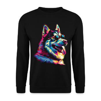 Lunettes de soleil chien Husky Sibérien Popart - Sweat-shirt Unisexe - noir - Devant - Alina (178cm) & Michal (187cm)