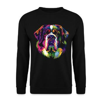 Bernhardiner Hund Popart - Unisex Pullover - Schwarz - Vorne - Alina (178cm) & Michal (187cm)
