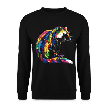 Stinktier Tier Popart - Unisex Pullover - Schwarz - Vorne - Alina (178cm) & Michal (187cm)