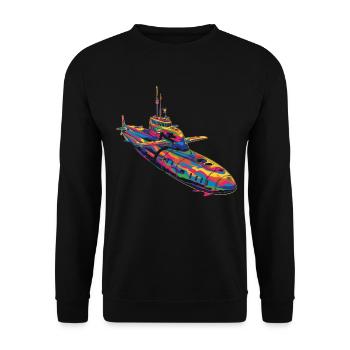 U-Boot Submariner Veteran Popart - Unisex Pullover - Schwarz - Vorne - Alina (178cm) & Michal (187cm)