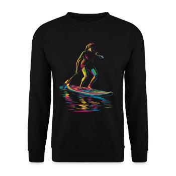 SUP Stand Up Paddling Paddle Board Popart - Unisex Pullover - Schwarz - Vorne - Alina (178cm) & Michal (187cm)