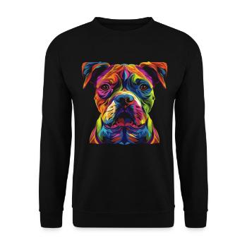 Staffordshire Bull Terrier Hund Popart - Unisex Pullover - Schwarz - Vorne - Alina (178cm) & Michal (187cm)