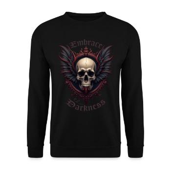 Gothic skull wings baroque skull dark skull skull - Unisex Sweatshirt - black - Front - Alina (178cm) & Michal (187cm)
