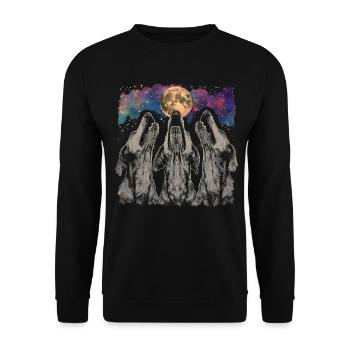 Bluthund Hund Heulender Mond - Unisex Pullover - Schwarz - Vorne - Alina (178cm) & Michal (187cm)