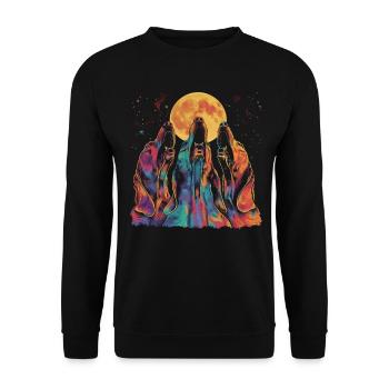 Bloodhound Dog Howling Moon - Unisex Sweatshirt - black - Front - Alina (178cm) & Michal (187cm)