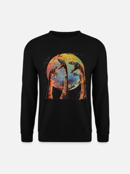 Brachiosaurus Dinosaur Howling Moon - Unisex Sweatshirt - black
