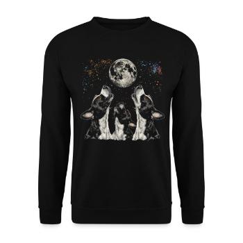 Boston Terrier Hund Heulender Mond - Unisex Pullover - Schwarz - Vorne - Alina (178cm) & Michal (187cm)