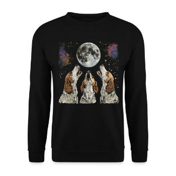 Brittany Spaniel Dog Howling Moon - Unisex Sweatshirt - black - Front - Alina (178cm) & Michal (187cm)
