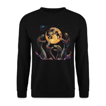 Brontosaure Dinosaure Lune Hurlante - Sweat-shirt Unisexe - noir - Devant - Alina (178cm) & Michal (187cm)