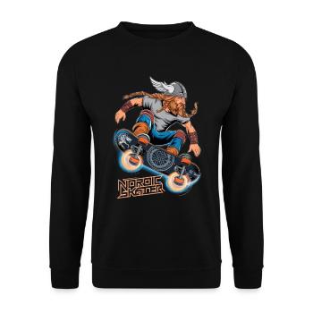Wikinger-Krieger-Skateboarder - Unisex Pullover - Schwarz - Vorne - Alina (178cm) & Michal (187cm)