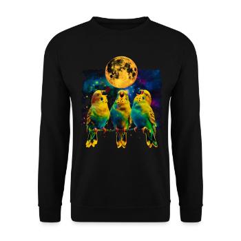Wellensittich Wellensittich Papagei Heulender Mond - Unisex Pullover - Schwarz - Vorne - Alina (178cm) & Michal (187cm)