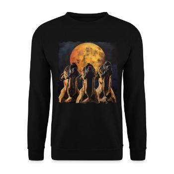 Bullmastiff Dog Howling Moon - Unisex Sweatshirt - black - Front - Alina (178cm) & Michal (187cm)