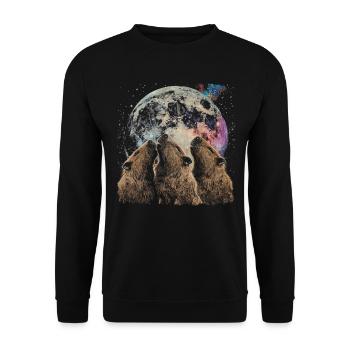 Capybara Capibara Heulender Mond - Unisex Pullover - Schwarz - Vorne - Alina (178cm) & Michal (187cm)