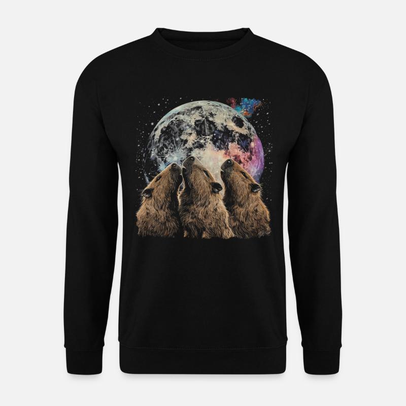 Capybara Capibara Heulender Mond - Unisex Pullover - Schwarz