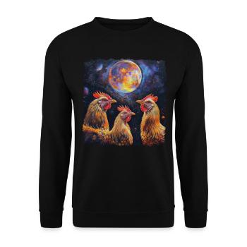 Hühnerfarmer Bauernhof Heulender Mond - Unisex Pullover - Schwarz - Vorne - Alina (178cm) & Michal (187cm)