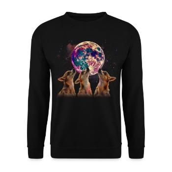 Chihuahua Hund Heulender Mond - Unisex Pullover - Schwarz - Vorne - Alina (178cm) & Michal (187cm)