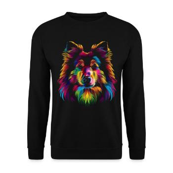 Shetland Sheepdogs Hund Popart - Unisex Pullover - Schwarz - Vorne - Alina (178cm) & Michal (187cm)