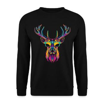 Rentier Weihnachten Weihnachtsmann Sonnenbrille Po - Unisex Pullover - Schwarz - Vorne - Alina (178cm) & Michal (187cm)