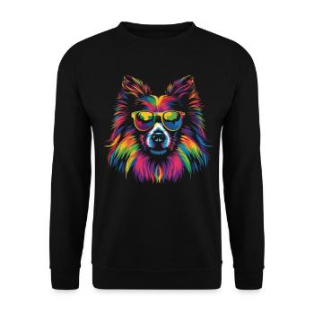 Shetland Sheepdogs Dog Sunglasses Popart - Unisex Sweatshirt - black - Front - Alina (178cm) & Michal (187cm)