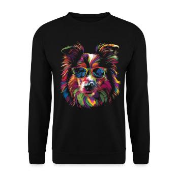 Shetland Sheepdogs Dog Sunglasses Popart - Unisex Sweatshirt - black - Front - Alina (178cm) & Michal (187cm)