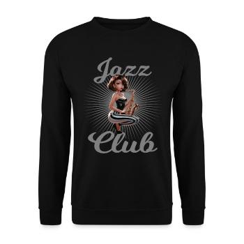 Jazz Club Saxophonspielerin Saxophonistin - Unisex Pullover - Schwarz - Vorne - Alina (178cm) & Michal (187cm)