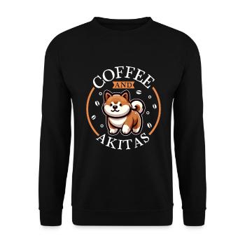 Kaffee und Akita - Unisex Pullover - Schwarz - Vorne - Alina (178cm) & Michal (187cm)