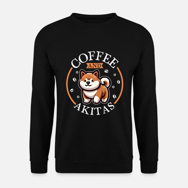 Kaffee und Akita - Unisex Pullover - Schwarz