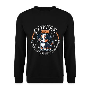 Coffee and Appenzeller Mountain Dog - Unisex Sweatshirt - black - Front - Alina (178cm) & Michal (187cm)