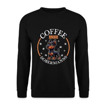 Coffee and Doberman - Unisex Sweatshirt - black - Front - Alina (178cm) & Michal (187cm)