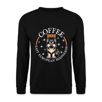 Coffee and Eastern European Shepherd Dog - Unisex Sweatshirt - black - Front - Alina (178cm) & Michal (187cm)