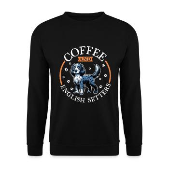 Café et Setter Anglais - Sweat-shirt Unisexe - noir - Devant - Alina (178cm) & Michal (187cm)