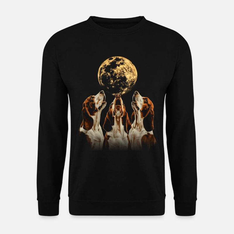Basset Hound Hund Heulender Mond - Unisex Pullover - Schwarz