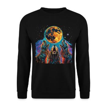 Cocker Spaniel Dog Howling Moon - Unisex Sweatshirt - black - Front - Alina (178cm) & Michal (187cm)
