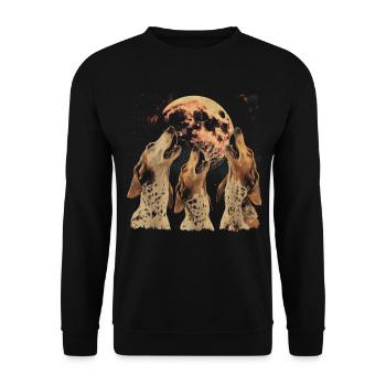 Coonhound Chien Lune Hurlante - Sweat-shirt Unisexe - noir - Devant - Alina (178cm) & Michal (187cm)