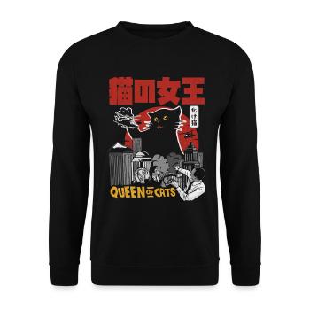 QUEEN OF CATS JAPAN STYLE MONSTER CAT - Unisex Sweatshirt - black - Front - Alina (178cm) & Michal (187cm)