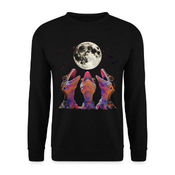Kammgecko Eidechse Heulender Mond - Unisex Pullover - Schwarz - Vorne - Alina (178cm) & Michal (187cm)